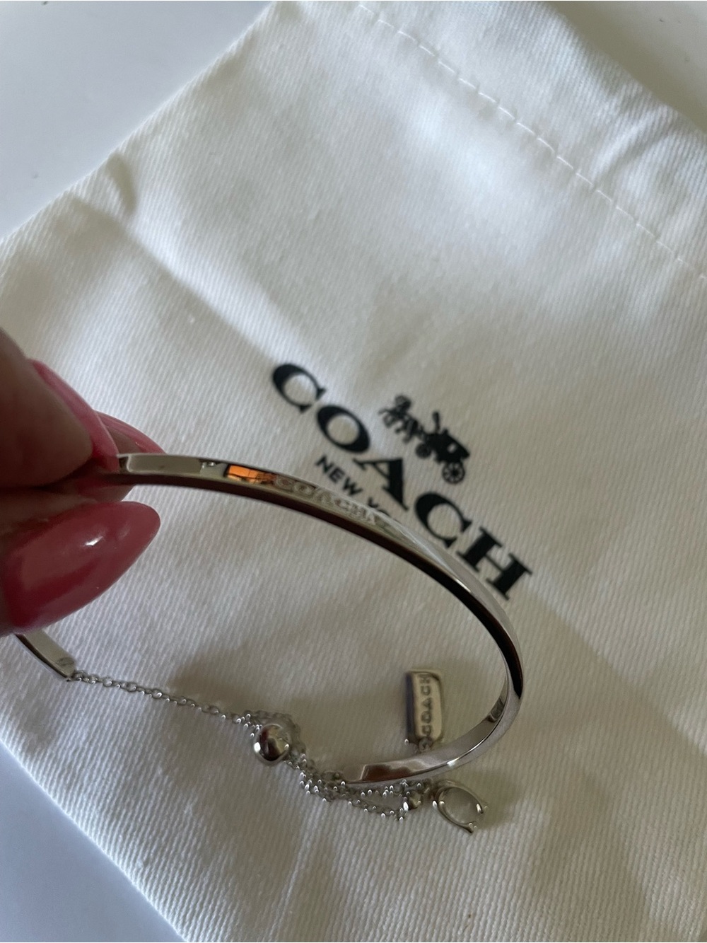 Coach Silver-Tone Adjustable Bangle Bracelet